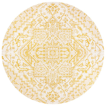 Estrella Bohemian Medallion Textured Weave Indoor/outdoor Round Rug